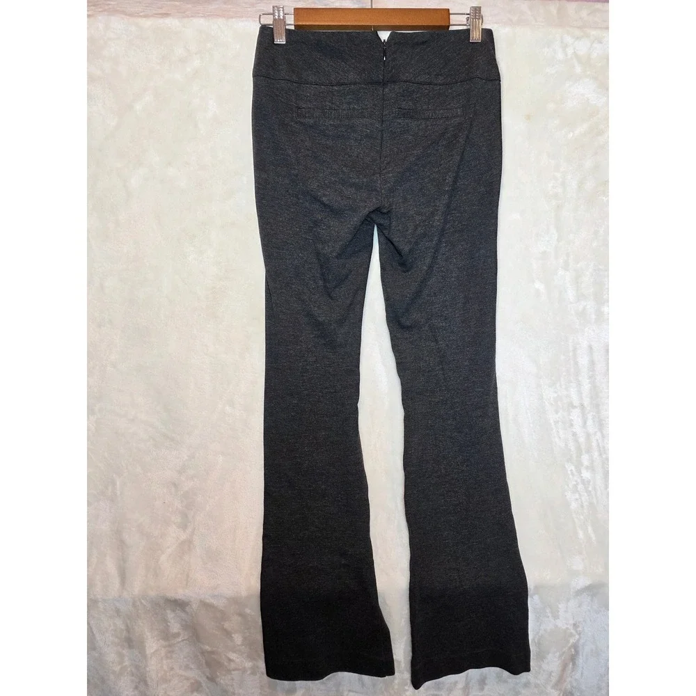 Cabi Women Charcoal Gray Stretch‎ Knit Flare Leg Trousers Pants Size 0